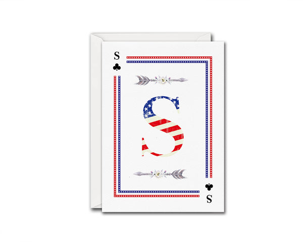 American Flag Letter S Clover Monogram Note Cards