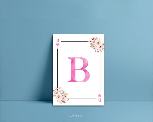 Boho Floral Bouquet Initial Flower Letter B Heart Monogram Note Cards