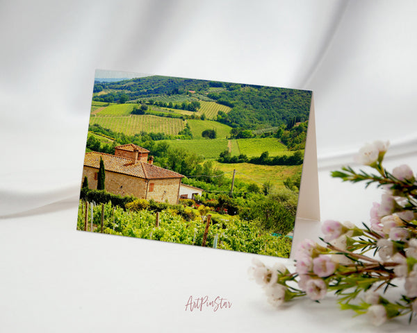 Wineries Vineyard Tuscany, Italy Landscape Custom Greeting Cards