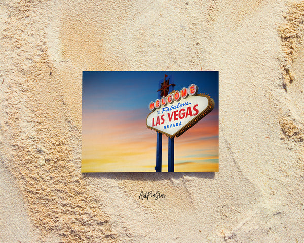 Entrance Sign at Sunset, Las Vegas Landscape Custom Greeting Cards