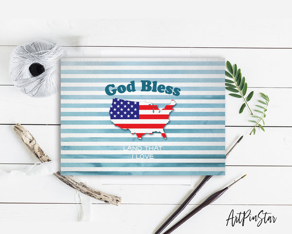 God bless America land that I love Bible Verse Customized Greeting Card