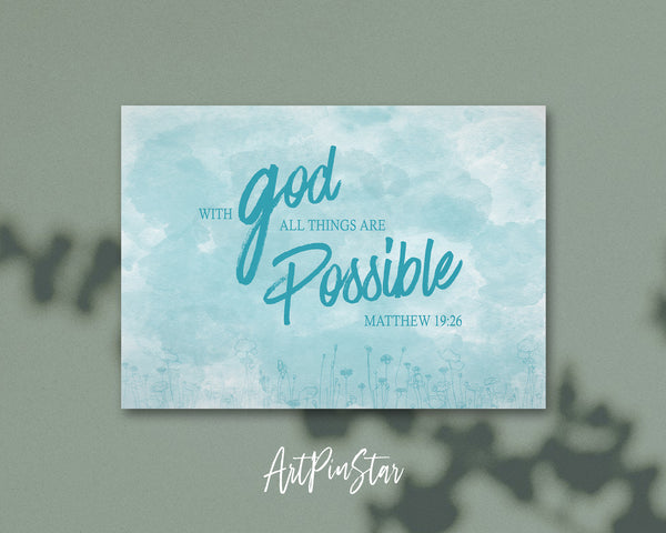 With God all things are possible Matthew 19:26 Bible Verse Customized Greeting Card