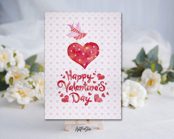 Red Heart Happy Valentine's Day Customized Greeting Card