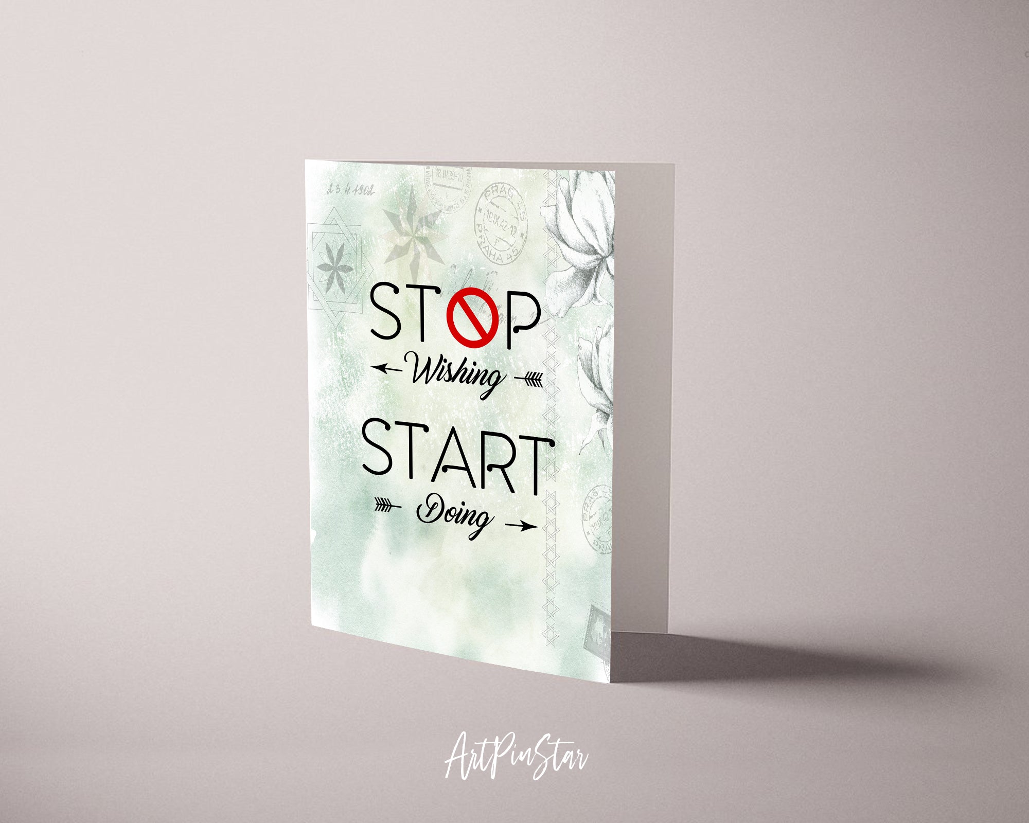 Stop wishing start doing Self-Motivation Quote Customized Greeting Cards