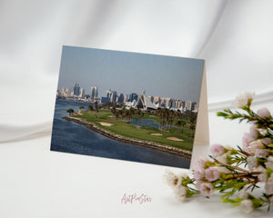 Dubai Creek Golf Course and Yacht Club Landscape Custom Greeting Cards