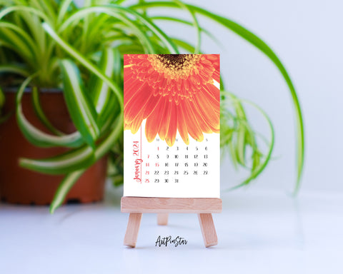 2024 Desk Calendar Flower Customizable Wooden Mini Easel Stand Art Display Holder