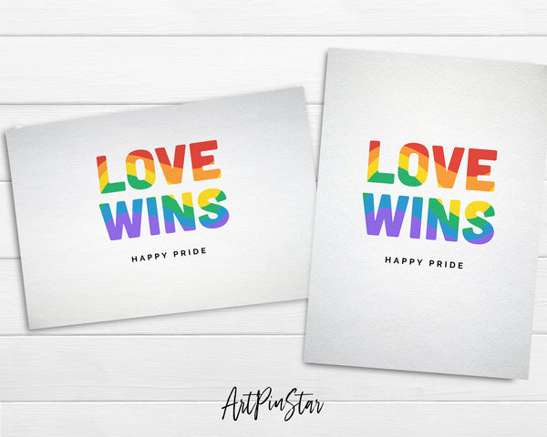 Love Wins LGBT, LGBTQIA Greeting Cards Pride Month with Rainbow