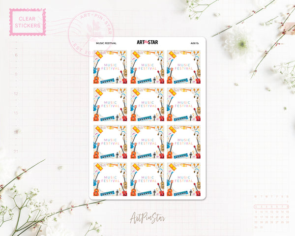 Music Festival Mini Fullbox Planner Sticker, A5