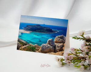 Balos Bay Crete Island, Greek Landscape Custom Greeting Cards