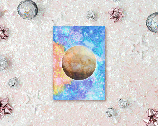 Mars Planet Watercolor Galaxy Space Customizable Greeting Card