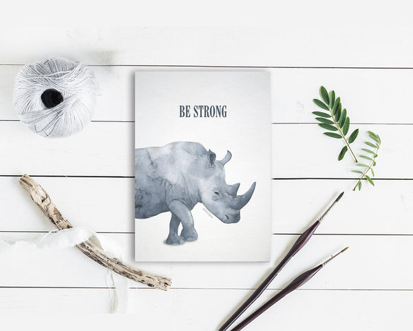 Be Strong Rhinoceros Animal Greeting Cards
