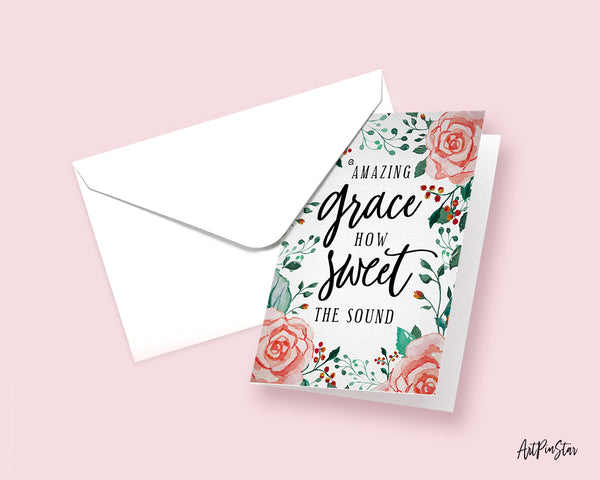 Amazing grace how sweet the sound Hymn Quote Customized Greeting Cards