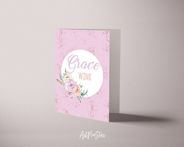Grace wins Bible Verse Customized Greeting Card