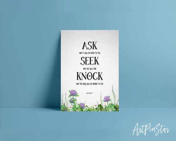 Ask, Seek and Knock You Shall Find Matthew 7:7 Bible Verse Customized Greeting Card