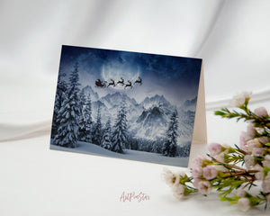 Christmas Santa Landscape Custom Greeting Cards