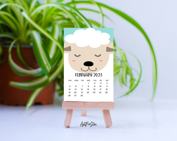 2023 Desk Calendar Animal Doodle Customizable Wooden Mini Easel Stand Art Display Holder