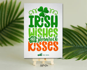 Irish Wishes Shamrock Kisses St. Patricks Day Personalized Gifts Card - ArtPinStar.com
