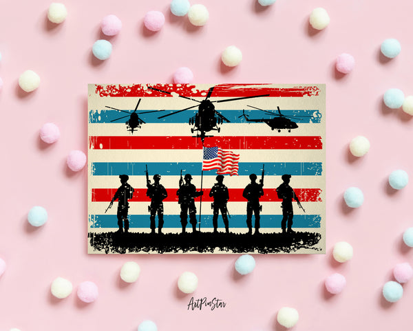 American Soldier Flag Custom Holiday Greeting Cards