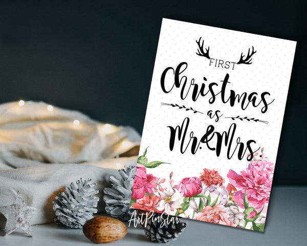 First Christmas as Mr and Mrs Personalized Holiday Greeting Card Gifts
