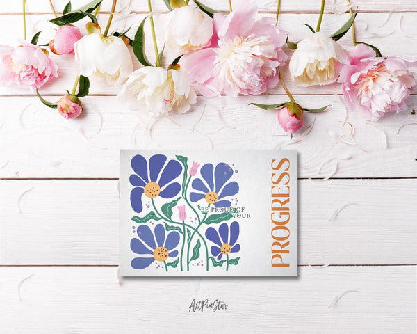 Be proud of your progress Flower Quote Customized Gift Cards