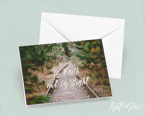 We walk by faith not by sight 2 Corinthians 5:7 Bible Verse Customized Greeting Card