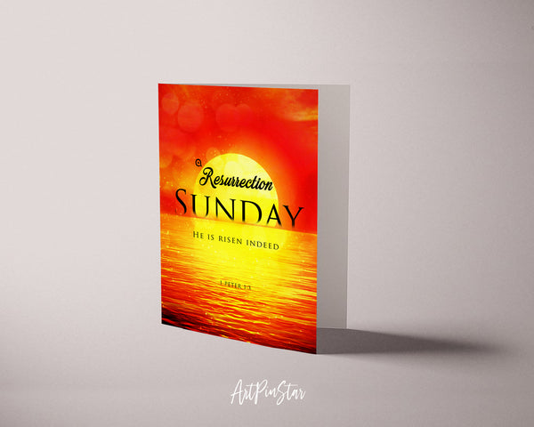 Resurrection Sunday He is risen indeed 1 Peter 1:3 Bible Verse Customized Greeting Card
