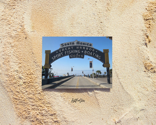 Entrance Sign Santa Monica Pier, California Landscape Custom Greeting Cards