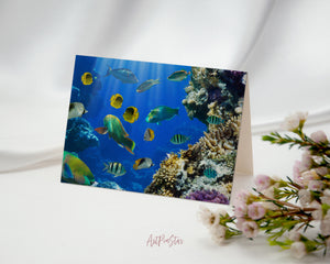 Tropical Fish In a Coral Reef Landscape Custom Greeting Cards
