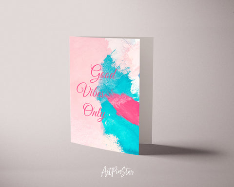 Good Vibes Only Positive Quote Customized Greeting Cards